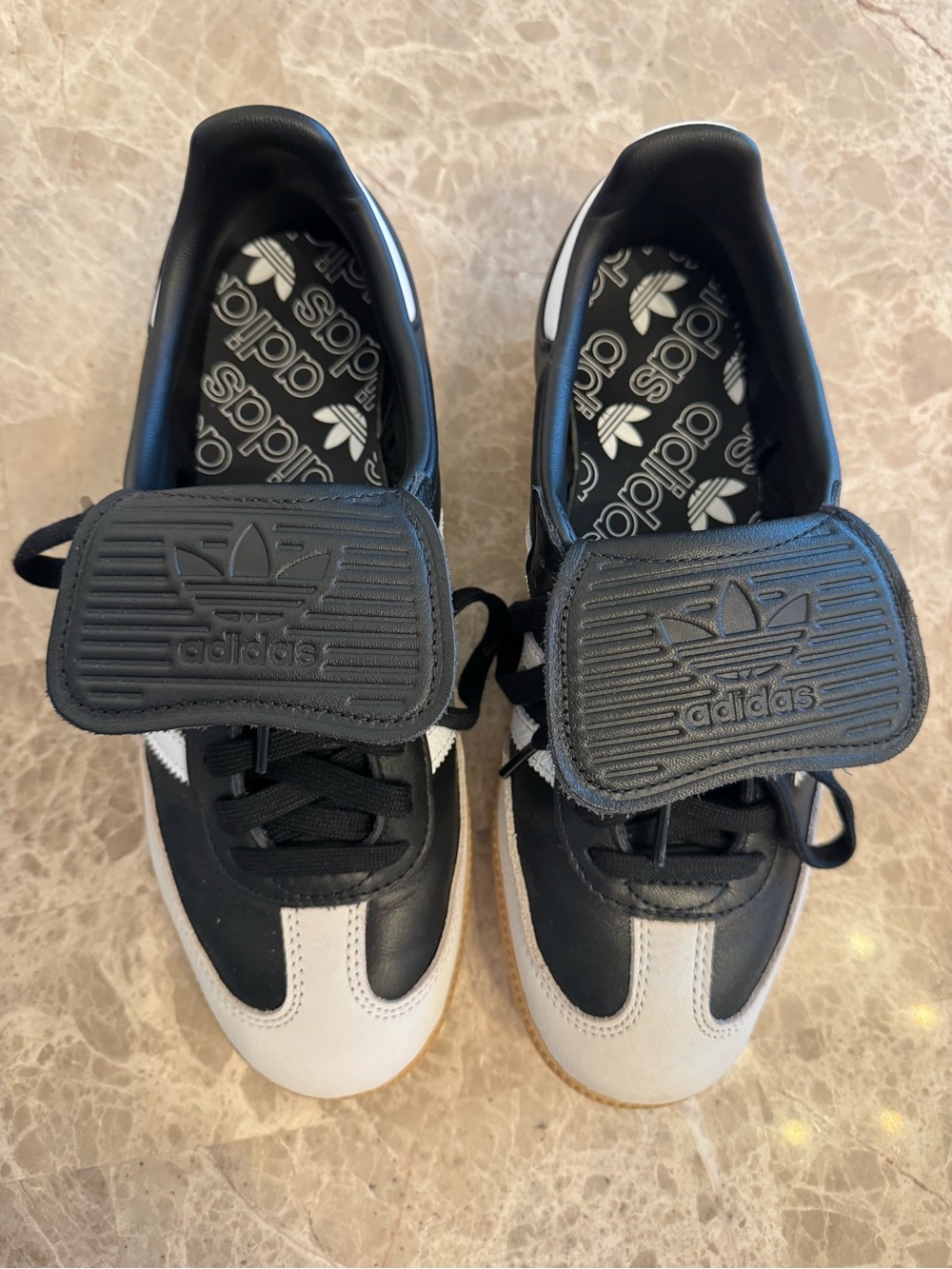 adidas Samba Long Tongue Shoes Core Black White Cloud Gold Metallic M 6.5/W 7.5 - Picture 12 of 15